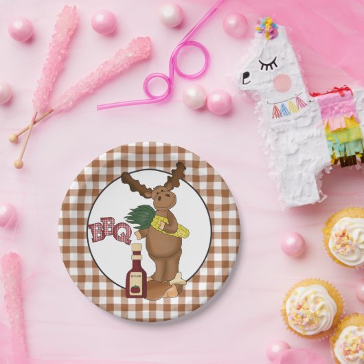 Assiettes En Carton Plaque papier Bbq Moose (Fête)