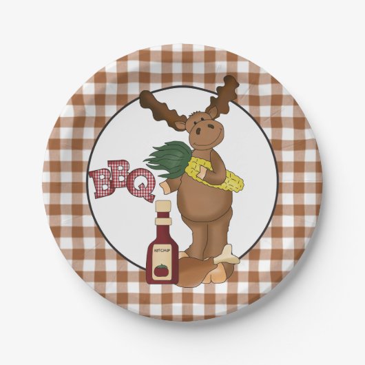 Assiettes En Carton Plaque papier Bbq Moose (Devant)