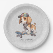 Assiettes En Carton Plaque papier Beagle aquarelle (Devant)