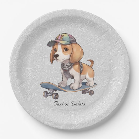 Assiettes En Carton Plaque papier Beagle aquarelle (Devant)
