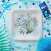 Assiettes En Carton Plaque papier bleu Hydrangea Watercolor (Fête)