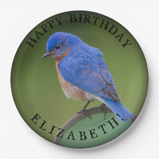 Assiettes En Carton Plaque papier Bluebird avec nom et anniversaire (Devant)