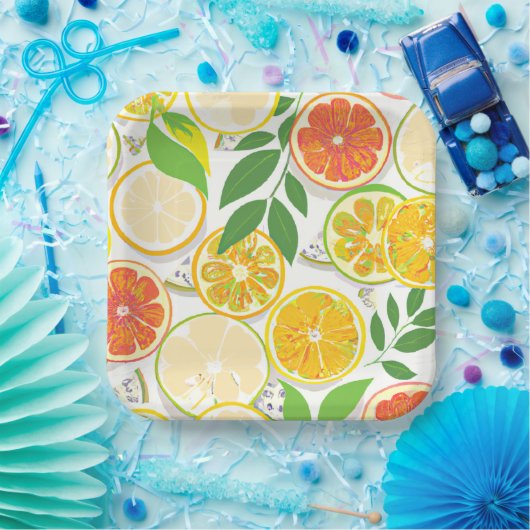 Assiettes En Carton Plaque papier - Boho Citrus Slices (Fête)