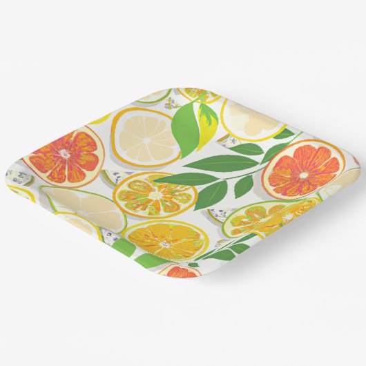 Assiettes En Carton Plaque papier - Boho Citrus Slices (Angulaire)