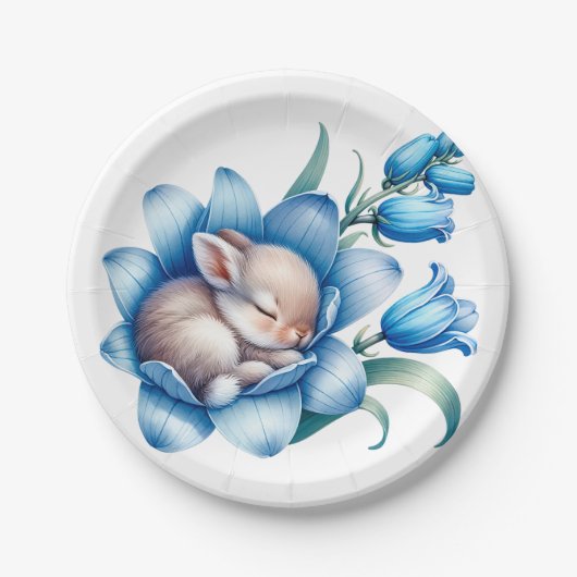 Assiettes En Carton Plaque papier 'Bunnies Springtime' (Devant)