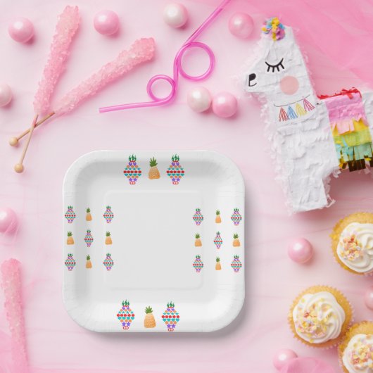 Assiettes En Carton Plaque papier Carré 7 pouces d'ananas (Fête)