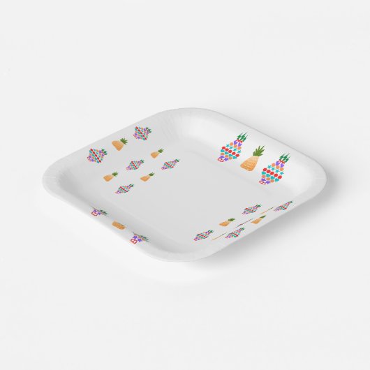 Assiettes En Carton Plaque papier Carré 7 pouces d'ananas (Angulaire)