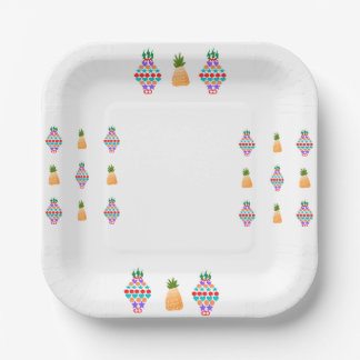 Assiettes En Carton Plaque papier Carré 7 pouces d'ananas