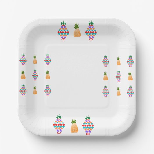 Assiettes En Carton Plaque papier Carré 7 pouces d'ananas (Recto)