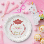 Assiettes En Carton Plaque papier Casquette rouge et Laurel Graduation (Fête)