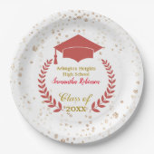 Assiettes En Carton Plaque papier Casquette rouge et Laurel Graduation (Devant)