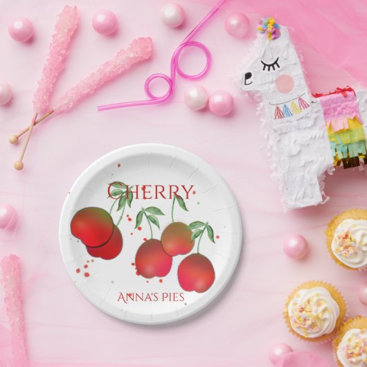 Assiettes En Carton Plaque papier cerise tiges (Fête)