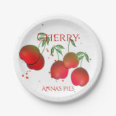 Assiettes En Carton Plaque papier cerise tiges (Devant)