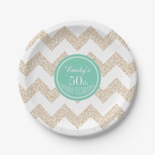 Assiettes En Carton Plaque papier Chevron 50e anniversaire Choisir la  (Devant)