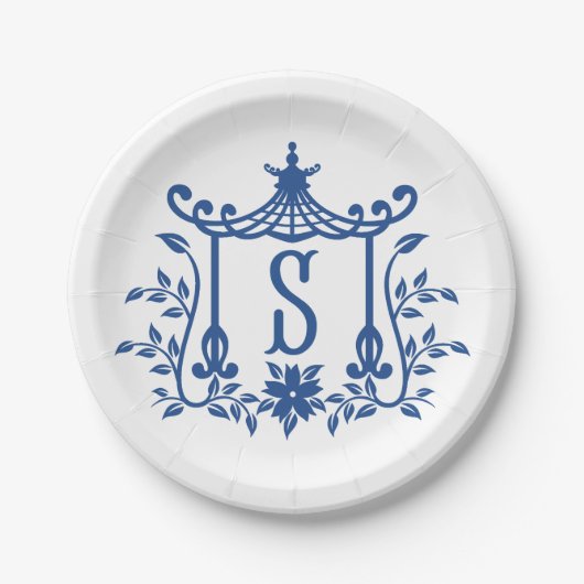Assiettes En Carton Plaque Papier Chic Pagode Monogramme S (Devant)