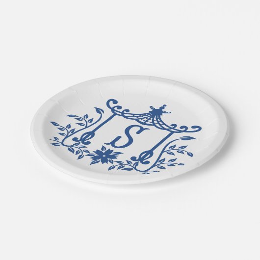 Assiettes En Carton Plaque Papier Chic Pagode Monogramme S (Angle)