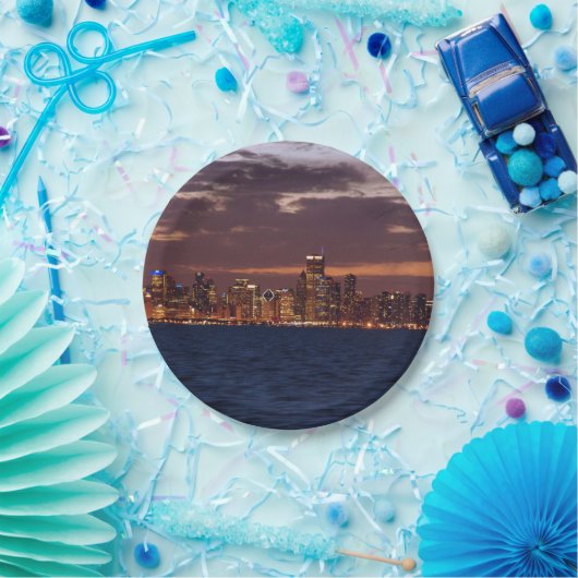 Assiettes En Carton Plaque papier Chicago Skyline (Fête)