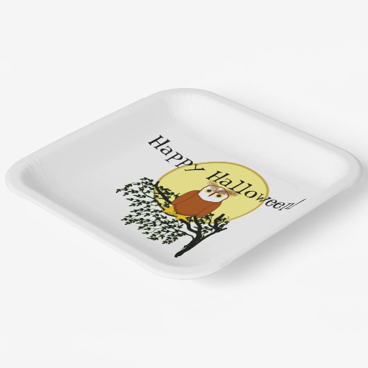 Assiettes En Carton Plaque papier - Chouette sur branche (Angulaire)