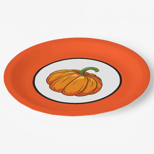 Assiettes En Carton Plaque papier citrouille (Angle)