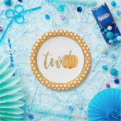 Assiettes En Carton Plaque papier Citrouille 2e anniversaire - Dots or (Fête)