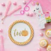 Assiettes En Carton Plaque papier Citrouille 2e anniversaire - Dots or (Fête)