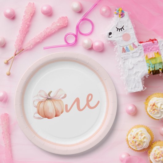 Assiettes En Carton Plaque papier Citrouille Coquette (Fête)