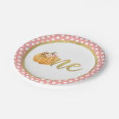 Assiettes En Carton Plaque papier citrouille d'anniversaire - Pois ros (Angle)