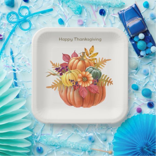 Assiettes En Carton Plaque papier Citrouille de Thanksgiving (Fête)