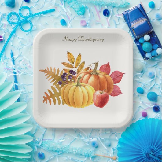Assiettes En Carton Plaque papier Citrouille de Thanksgiving (Fête)