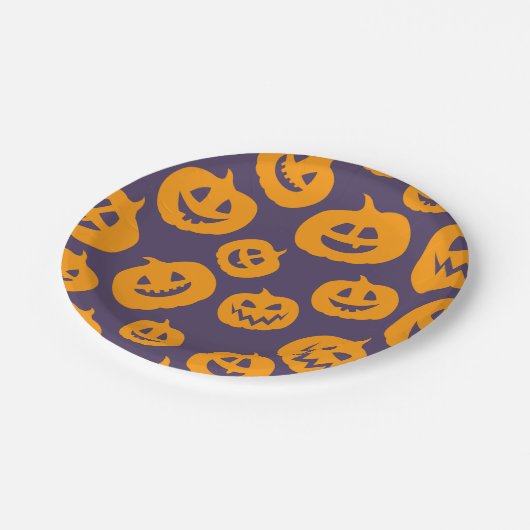 Assiettes En Carton Plaque papier Citrouille Halloween (Angle)