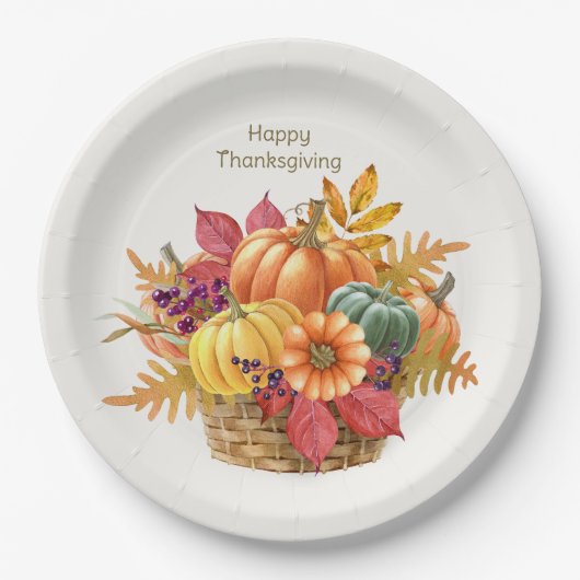 Assiettes En Carton Plaque papier Citrouille Thanksgiving (Devant)
