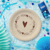 Assiettes En Carton Plaque papier coeur primitive (Fête)