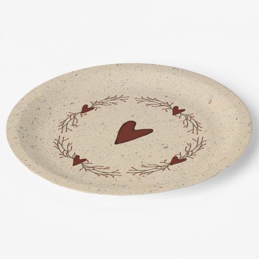 Assiettes En Carton Plaque papier coeur primitive (Angle)