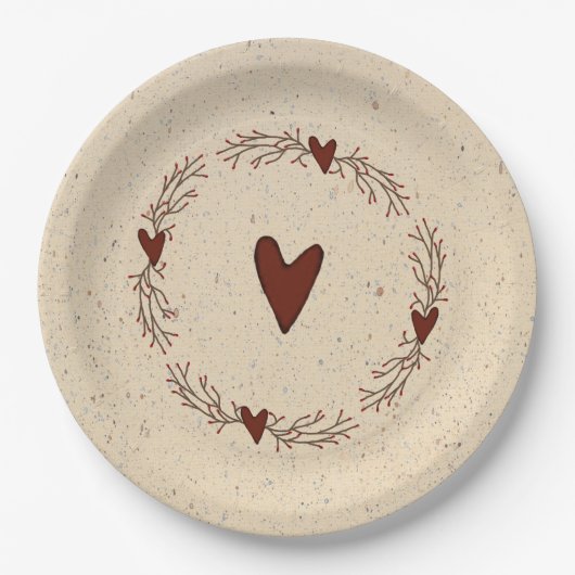 Assiettes En Carton Plaque papier coeur primitive (Devant)