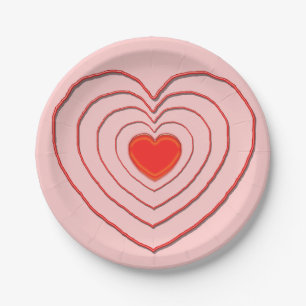 Assiettes En Carton Plaque papier - Coeurs imbriqués multiples
