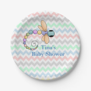 Assiettes En Carton Plaque papier colorée Chevron et Dragonfly