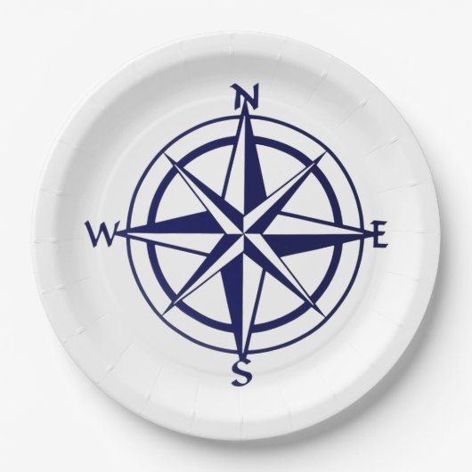 Assiettes En Carton Plaque papier - Compass nautique (Devant)