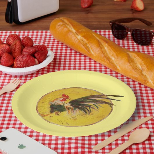 Assiettes En Carton Plaque papier - Coq et soleil (Pique-nique)