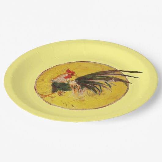 Assiettes En Carton Plaque papier - Coq et soleil (Angle)