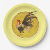 Assiettes En Carton Plaque papier - Coq et soleil (Devant)