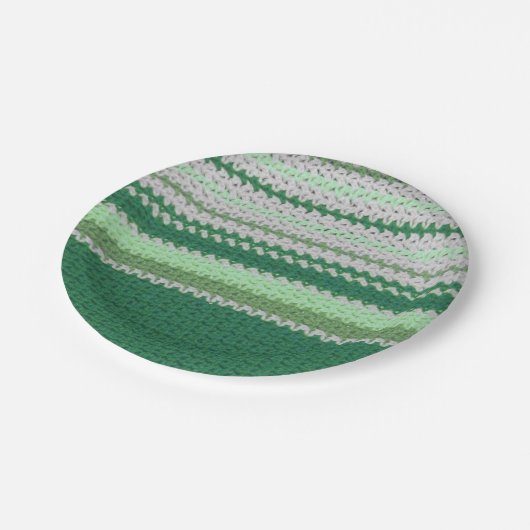 Assiettes En Carton Plaque papier - Crochet vert Motif rayé (Angle)
