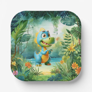 Assiettes En Carton Plaque Papier Cute Dinosaur