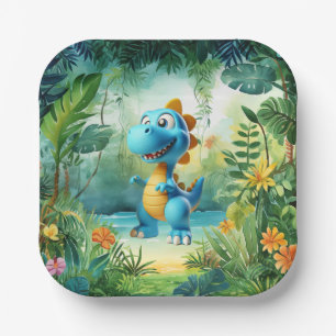 Assiettes En Carton Plaque Papier Cute Dinosaur