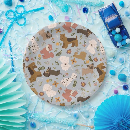 Assiettes En Carton Plaque Papier Cute Pups (Fête)