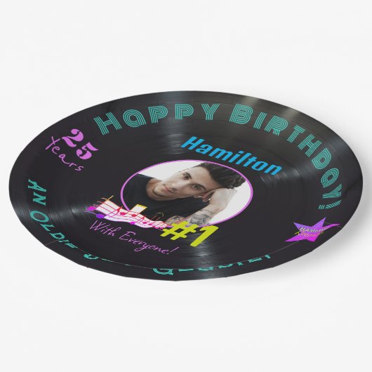 Assiettes En Carton Plaque papier d'anniversaire de l'album de musique (Angle)