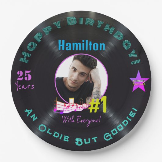 Assiettes En Carton Plaque papier d'anniversaire de l'album de musique (Devant)