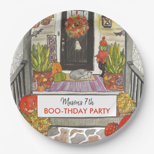 Assiettes En Carton Plaque papier d'anniversaire d'Halloween (Devant)