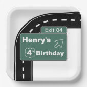 Assiettes En Carton Plaque papier d'anniversaire Interstate 9" Carré (Recto)