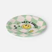 Assiettes En Carton Plaque papier d'anniversaire rétro Preppy Sage Gre (Angle)