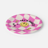 Assiettes En Carton Plaque papier d'anniversaire rétro rose chaud Prep (Angle)
